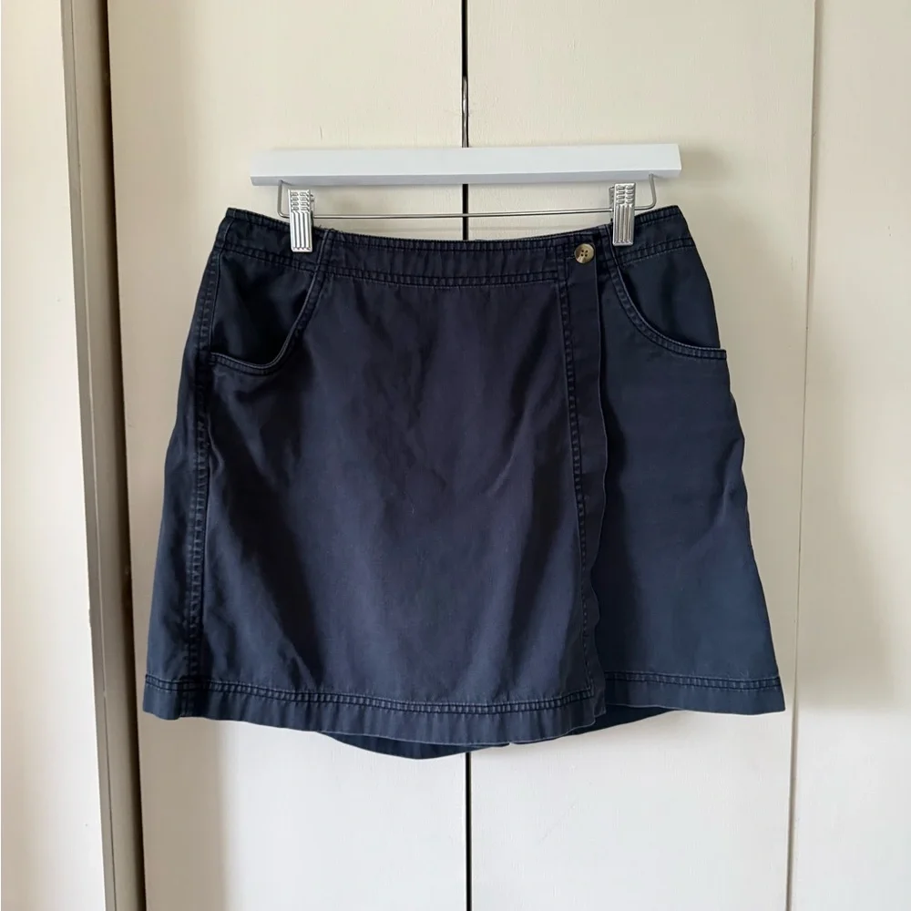 Vintage Rafaella Navy Wrap Skirt Skort with Button Detail Size 10 100% Cotton - Picture 2 of 6